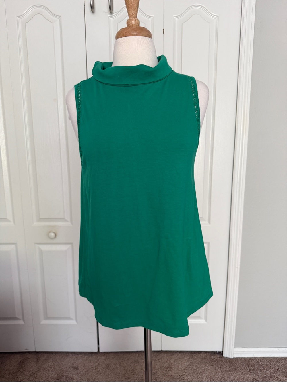 Moulinette Soeurs Anthropologie Green Sleeveless Mock Neck Top | Size Medium